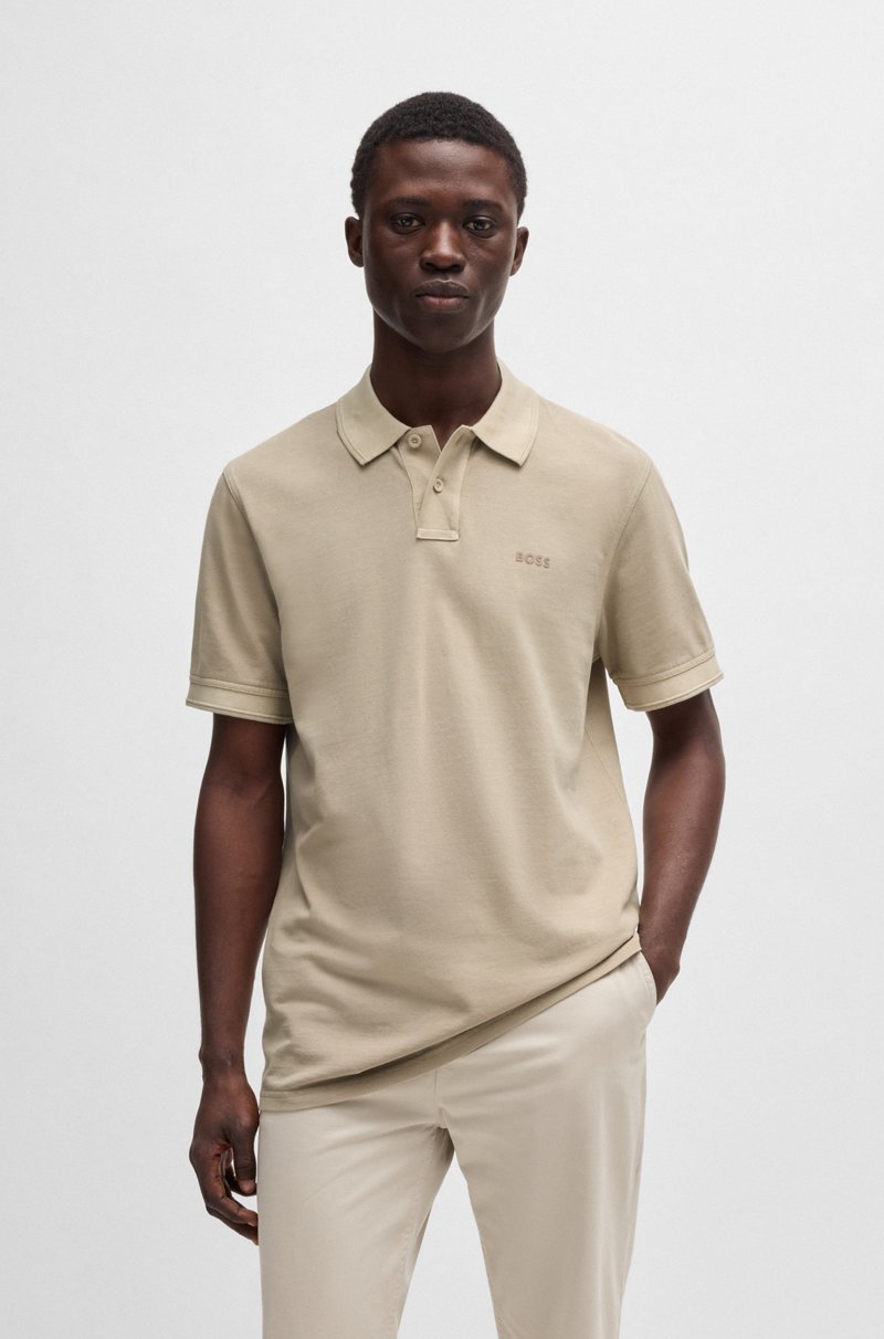 Hugo Boss Polo de piqué de algodón con logo estampado