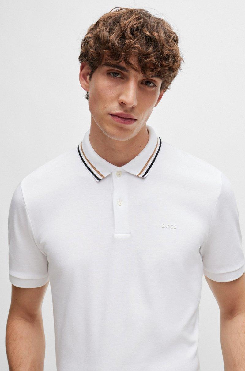 Hugo Boss Polo slim fit de algodón con cuello a rayas Tienda