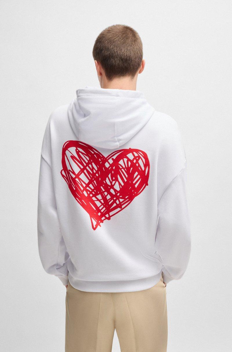Hugo Boss Prenda con capucha en felpa de algodón con eslogan y gráficos de corazones Mejor oferta
