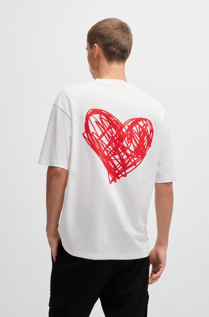 Hugo Boss Camiseta de punto de algodón con ilustración de corazón Rebajas online