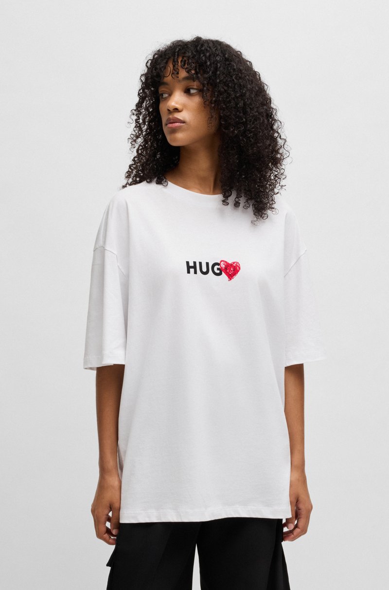 Hugo Boss Camiseta de punto de algodón con ilustración de corazón Rebajas online