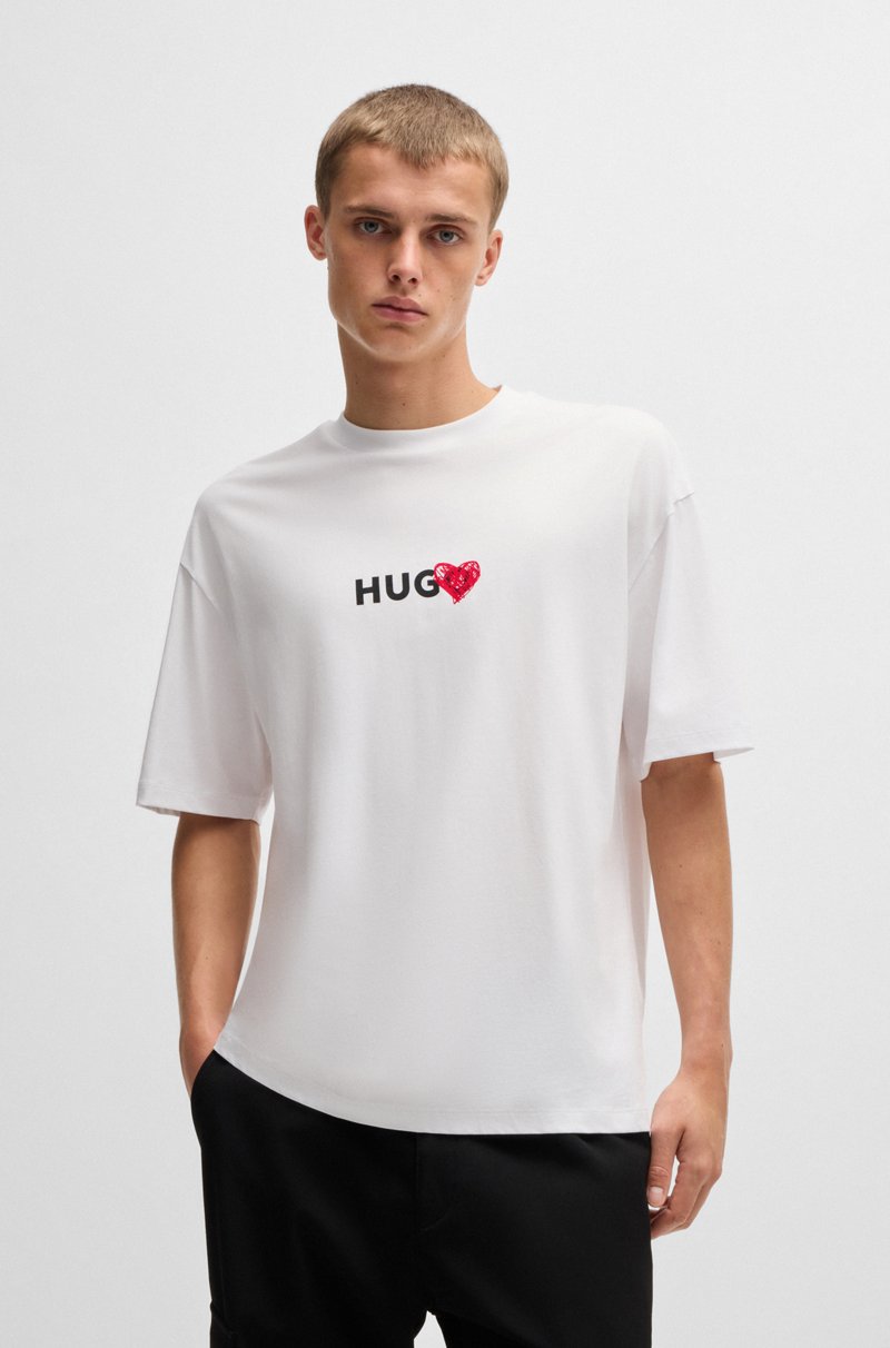 Hugo Boss Camiseta de punto de algodón con ilustración de corazón Rebajas online
