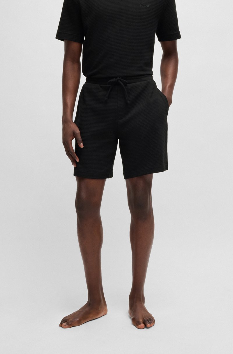 Hugo Boss Shorts de pijama con estructura de rejilla y logo bordado
