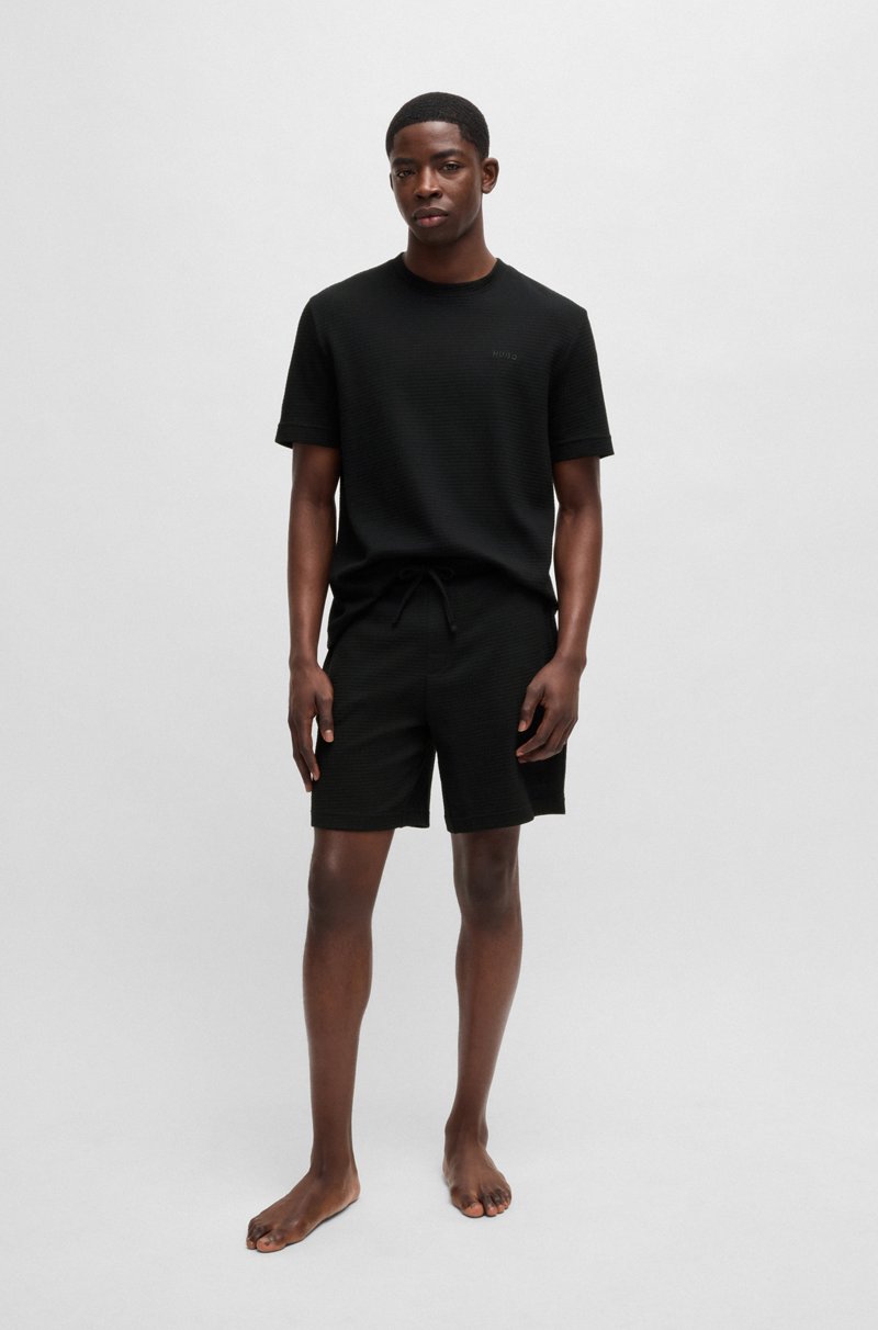 Hugo Boss Shorts de pijama con estructura de rejilla y logo bordado Solo hoy