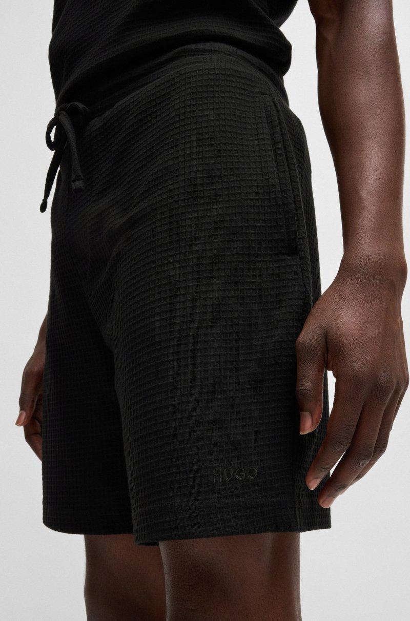 Hugo Boss Shorts de pijama con estructura de rejilla y logo bordado Solo hoy