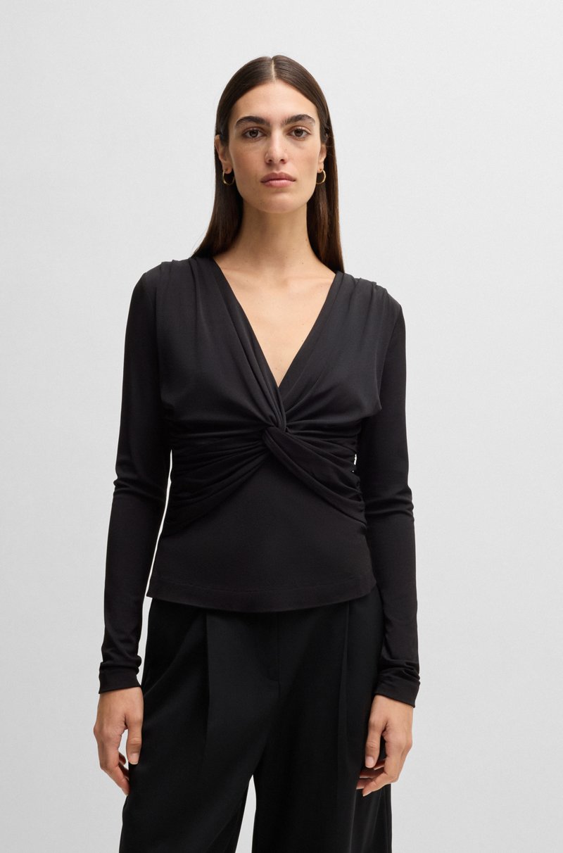Hugo Boss Top de punto elástico con nudo en la parte delantera Grandes descuentos