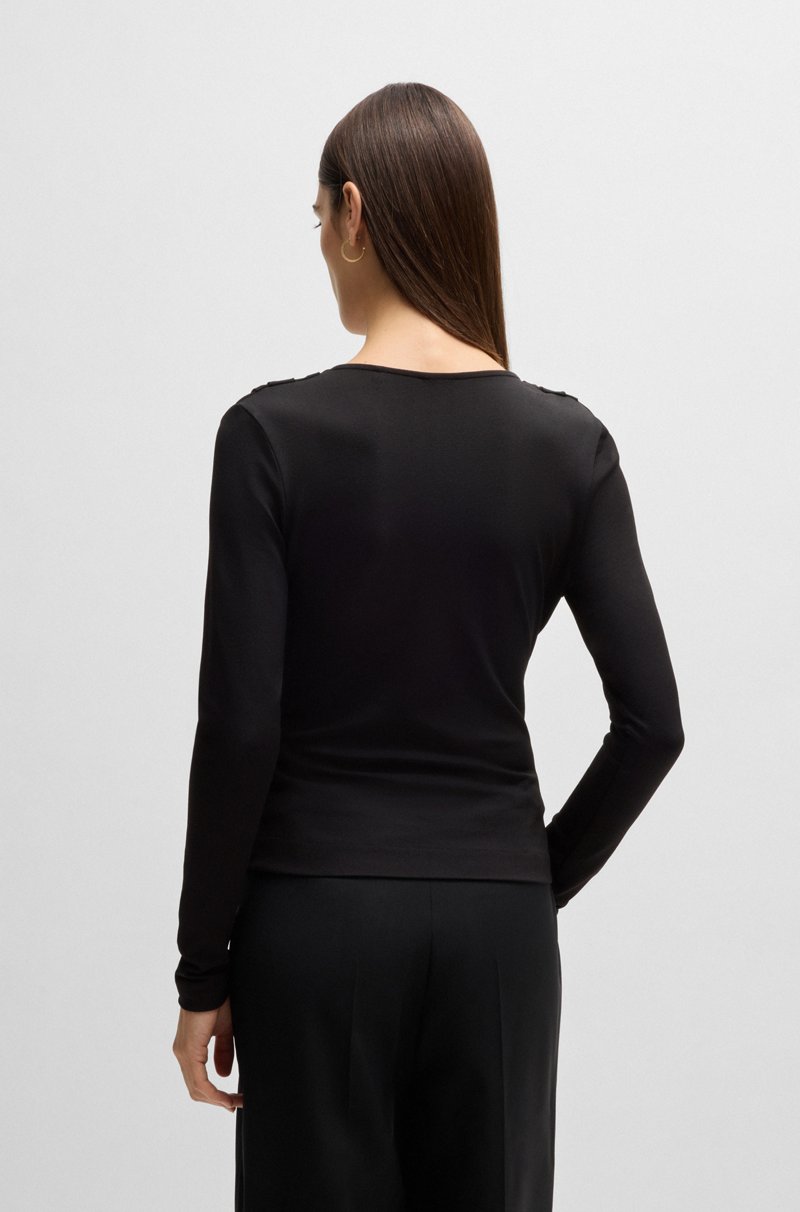 Hugo Boss Top de punto elástico con nudo en la parte delantera Grandes descuentos