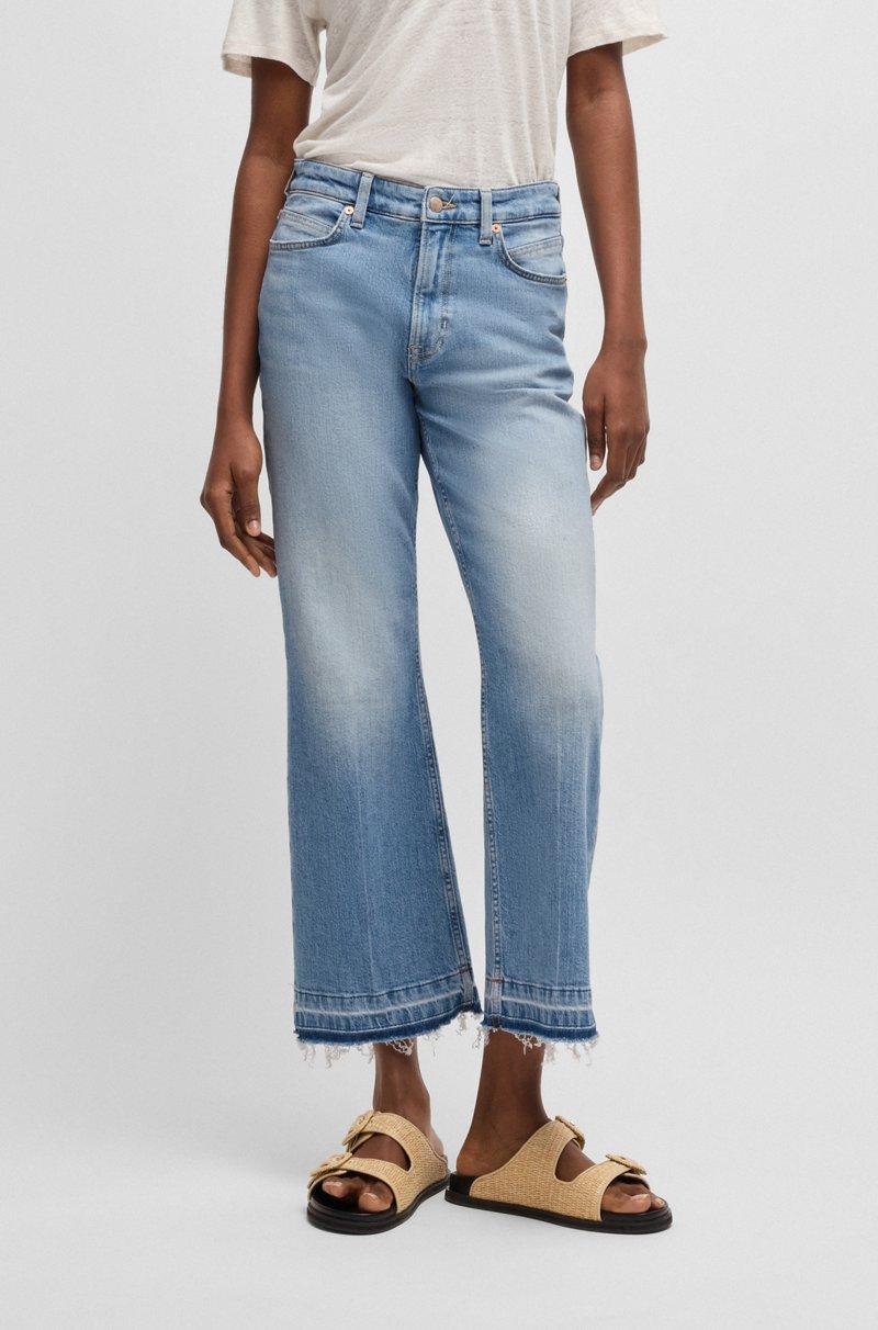 Hugo Boss Vaqueros tobilleros de denim elástico azul con pernera acampanada