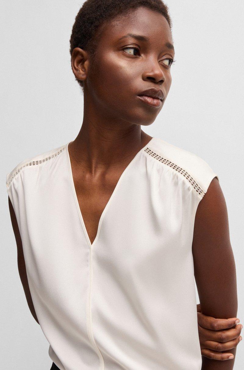 Hugo Boss Blusa sin mangas en satén de seda elástica En oferta
