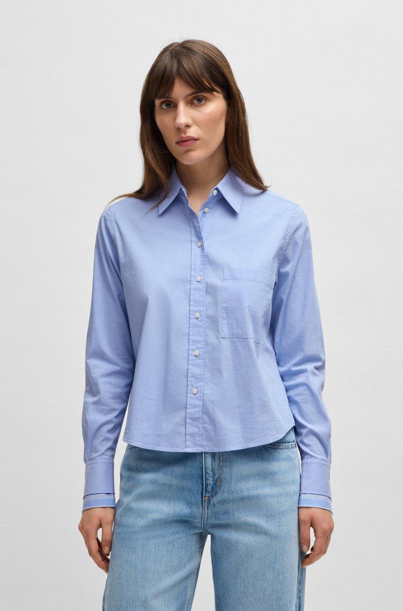 Hugo Boss Blusa regular fit de algodón elástico a rayas