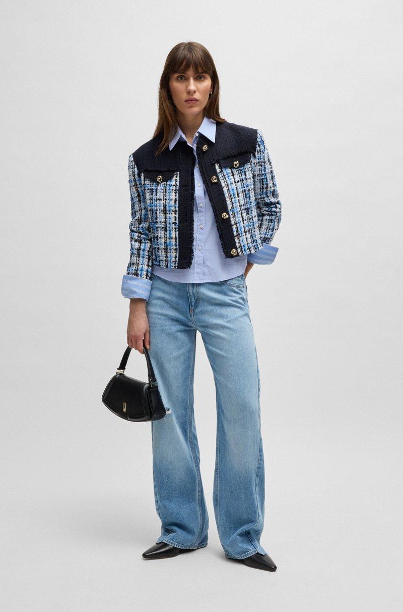 Hugo Boss Blusa regular fit de algodón elástico a rayas Descuentos del mes
