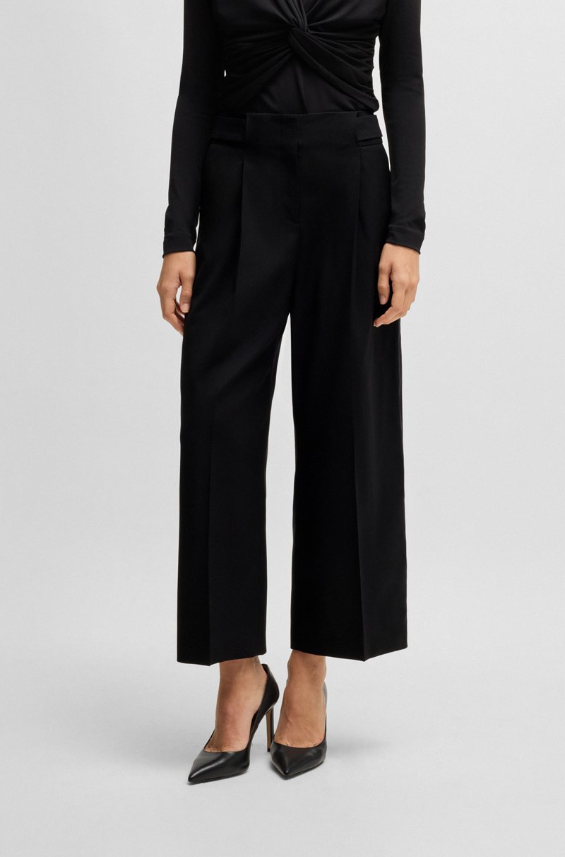 Hugo Boss Pantalones regular fit de talle alto de lana virgen Última moda