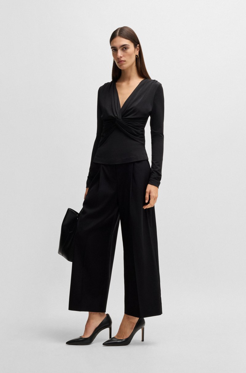 Hugo Boss Pantalones regular fit de talle alto de lana virgen Última moda