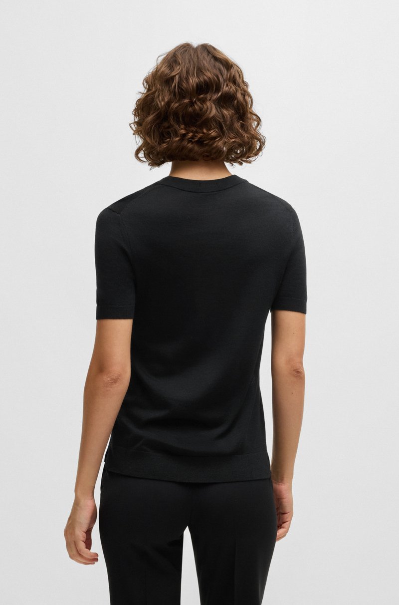 Hugo Boss Jersey de manga corta en lana merina Ofertas de temporada