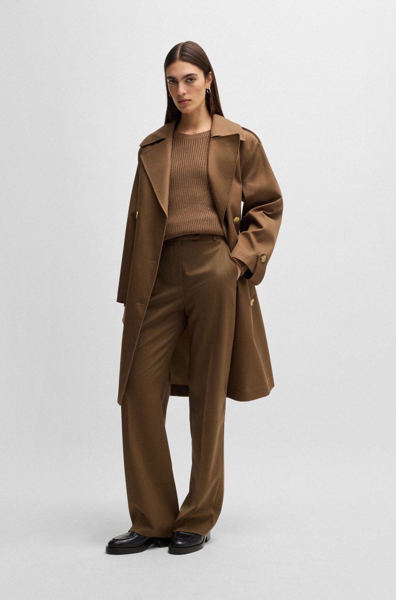 Hugo Boss Pantalones de pernera recta en lana virgen Rebajas de fin de temporada