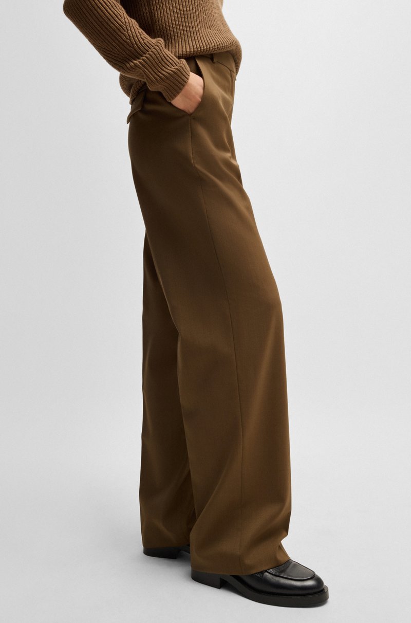 Hugo Boss Pantalones de pernera recta en lana virgen Rebajas de fin de temporada