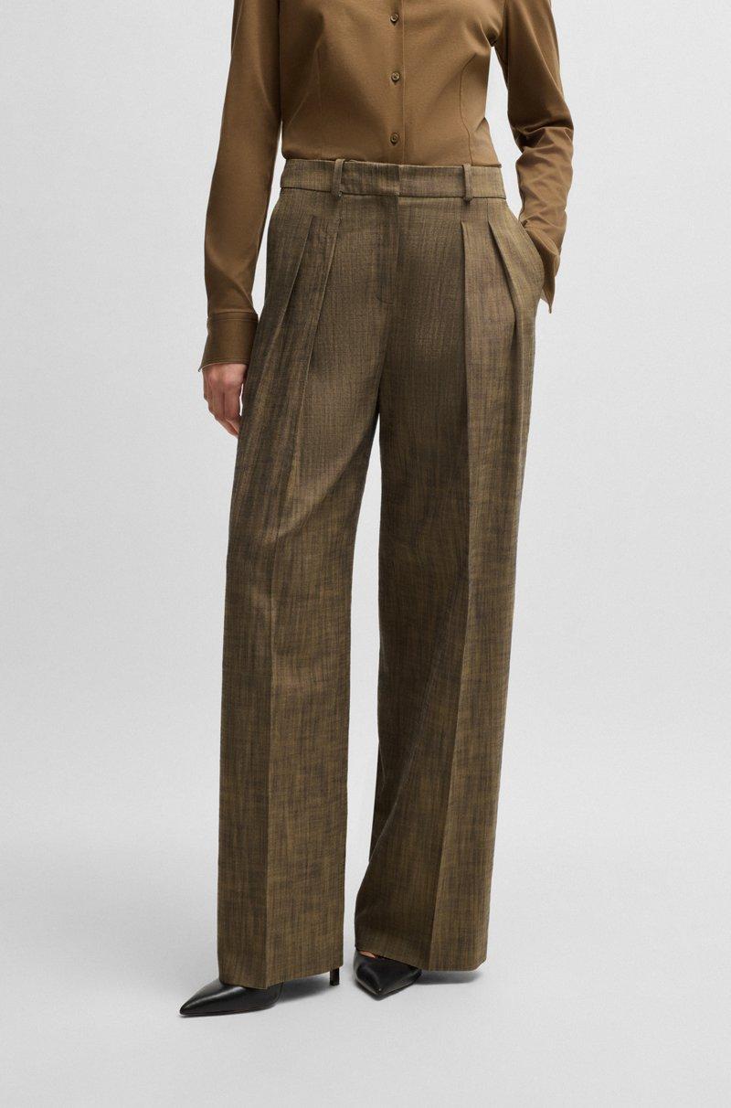 Hugo Boss Pantalones regular fit de tejido sharkskin jaspeado