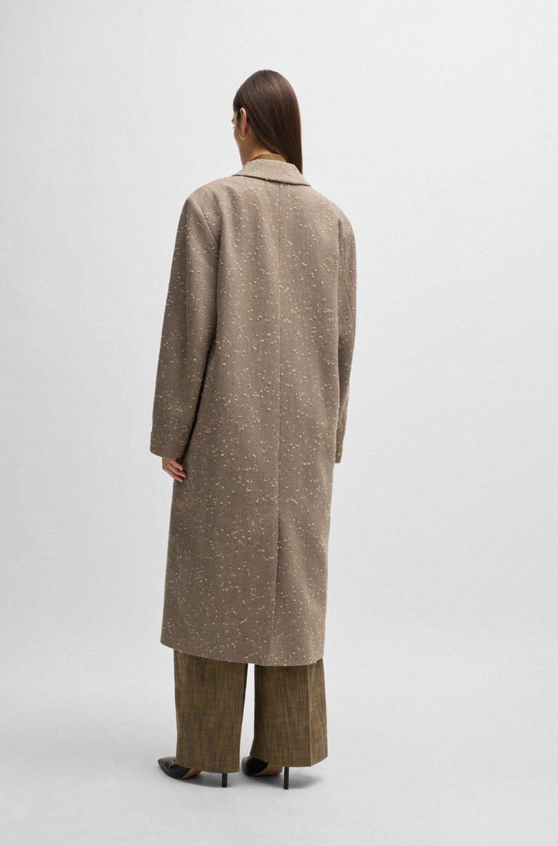 Hugo Boss Abrigo de tweed en mezcla de lana con diseño de espiga y cierre oculto En línea