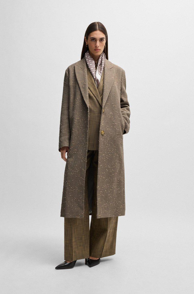 Hugo Boss Abrigo de tweed en mezcla de lana con diseño de espiga y cierre oculto En línea