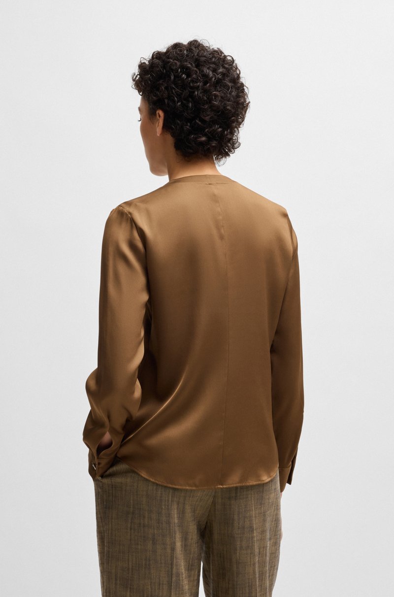 Hugo Boss Blusa sin cuello regular fit en seda con elástico Outlet
