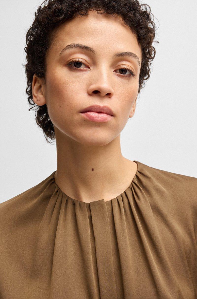 Hugo Boss Blusa sin cuello regular fit en seda con elástico Outlet