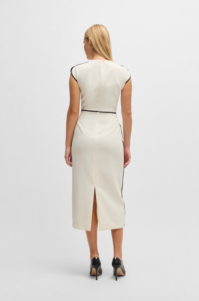 Hugo Boss Vestido en mezcla de lana con ribetes en contraste Outlet online
