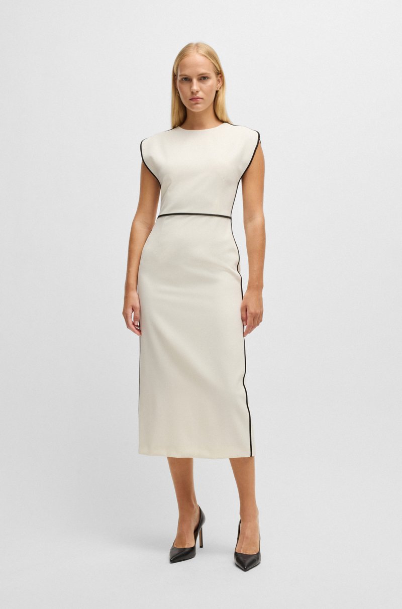 Hugo Boss Vestido en mezcla de lana con ribetes en contraste Outlet online