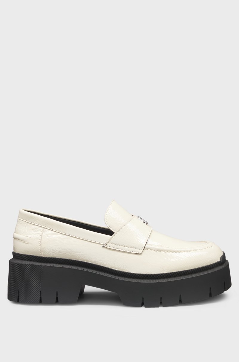 Hugo Boss Mocasines de piel con suela gruesa y ribete con logo apilado Ofertas