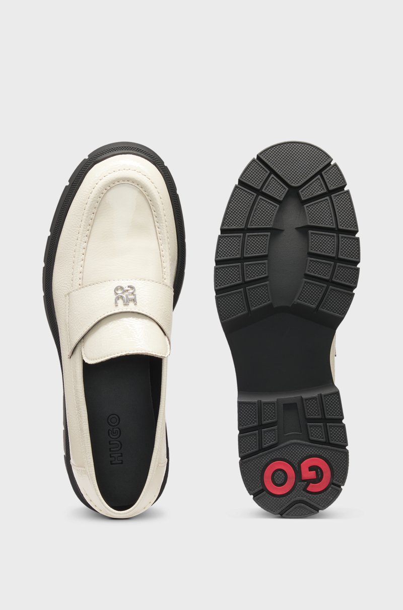 Hugo Boss Mocasines de piel con suela gruesa y ribete con logo apilado Ofertas