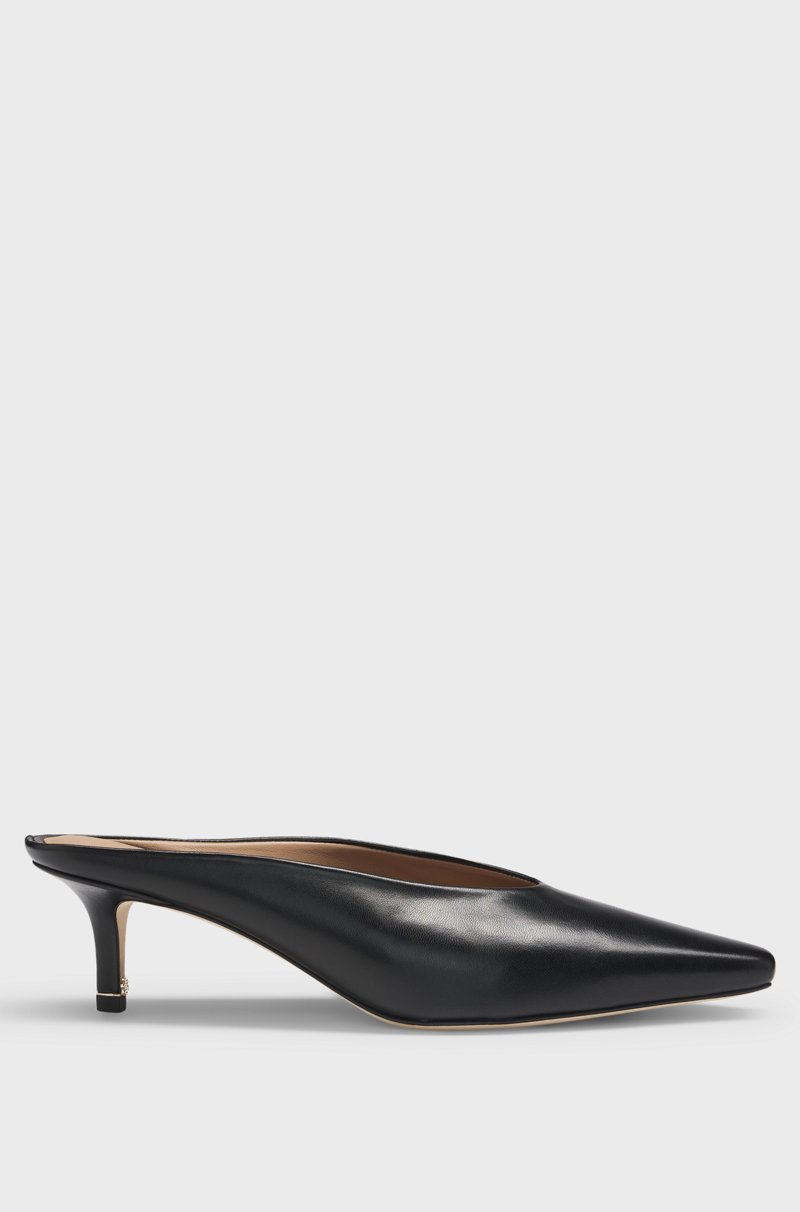 Hugo Boss Mules sin talón en piel de napa En oferta