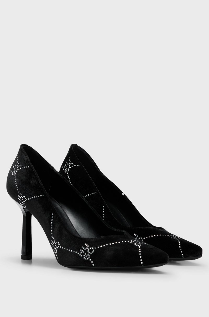 Hugo Boss Zapatos de tacón efecto terciopelo con un inconfundible estampado de tachuelas