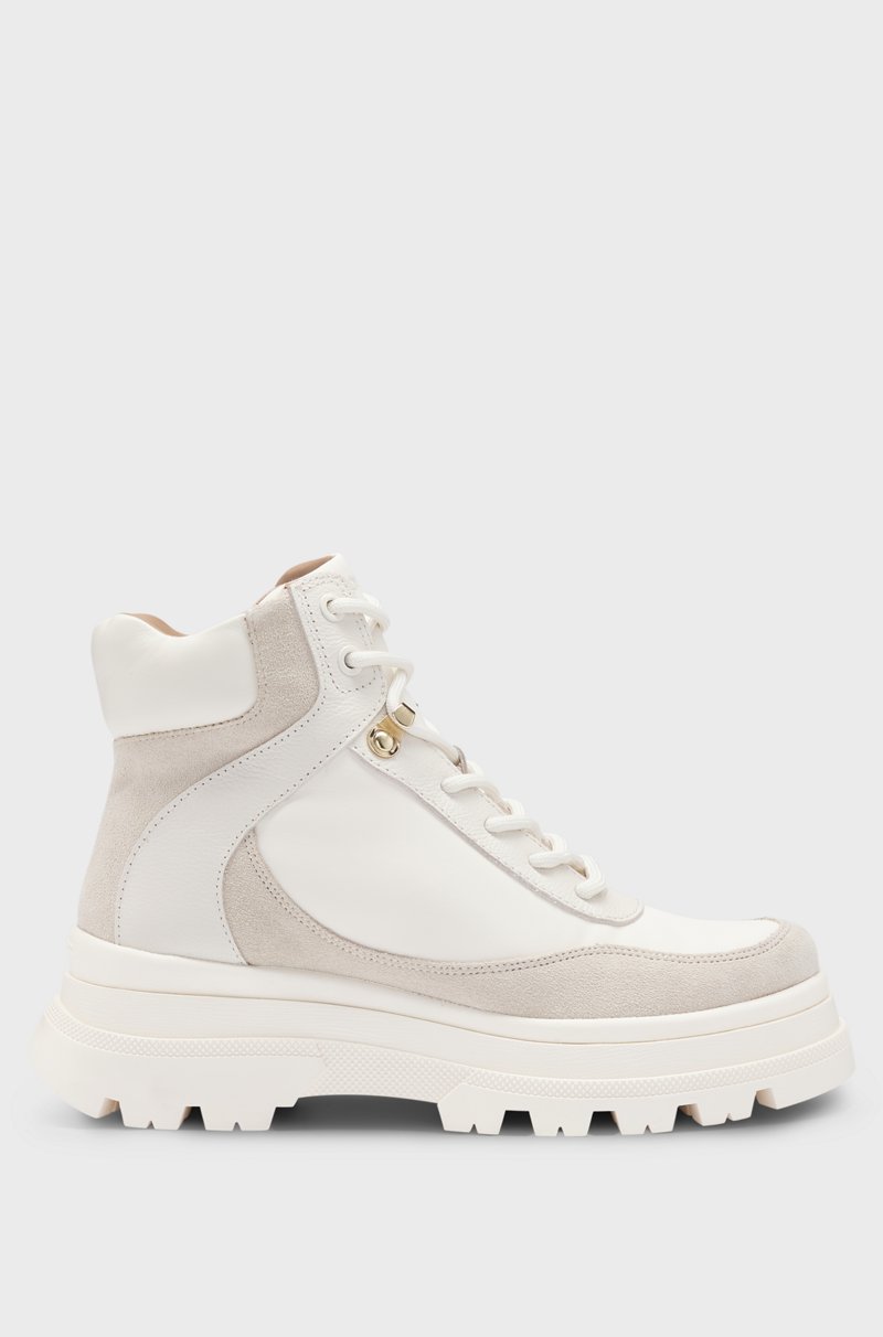Hugo Boss Botas de piel con cordones y ribetes en contraste Oferta especial de fábrica