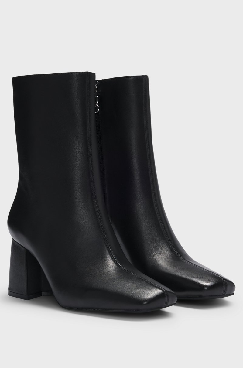 Hugo Boss Botines de cuero con tacón de bloque