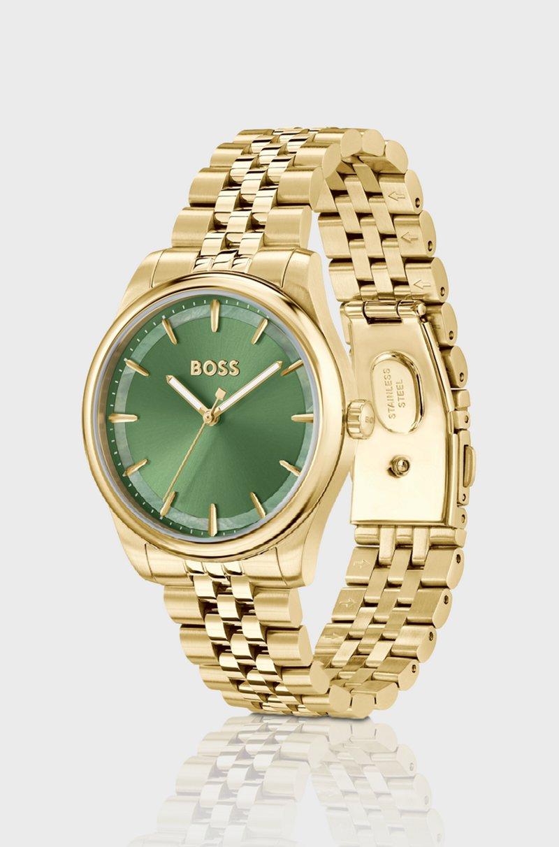 Hugo Boss Reloj dorado con esfera verde e incrustación nacarada Liquidación