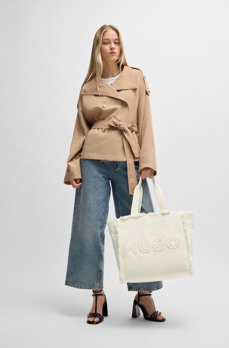 Hugo Boss Bolso tote de lona con ribetes de flecos En oferta