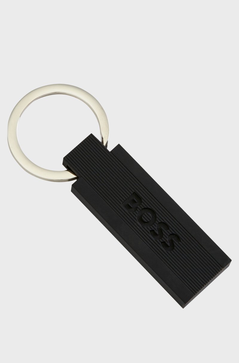 Hugo Boss Llavero con logo en silicona negra y latón Descuentos del mes
