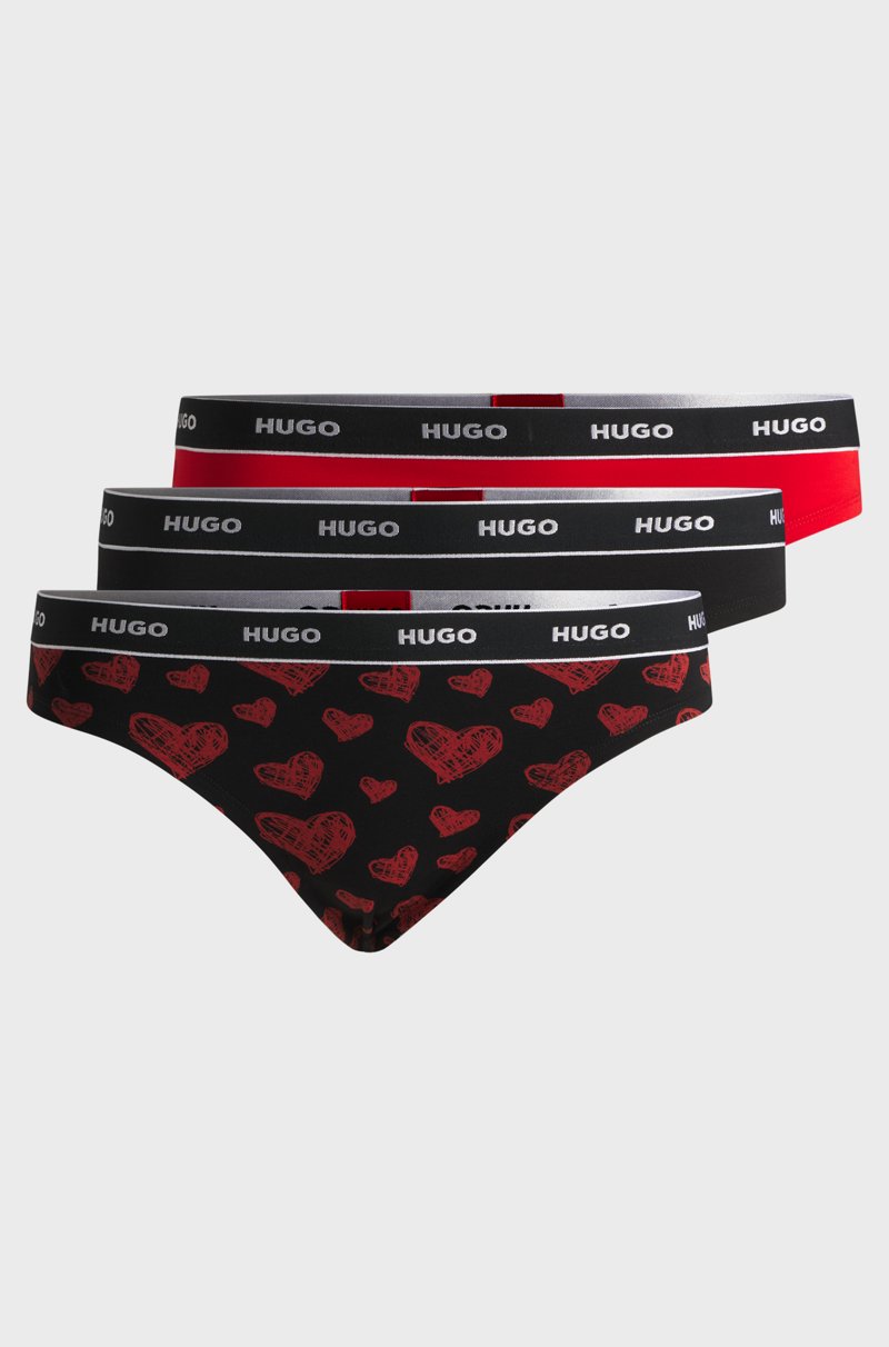 Hugo Boss Paquete de tres tangas en algodón elástico con logos en la cintura Precio ultrabajo