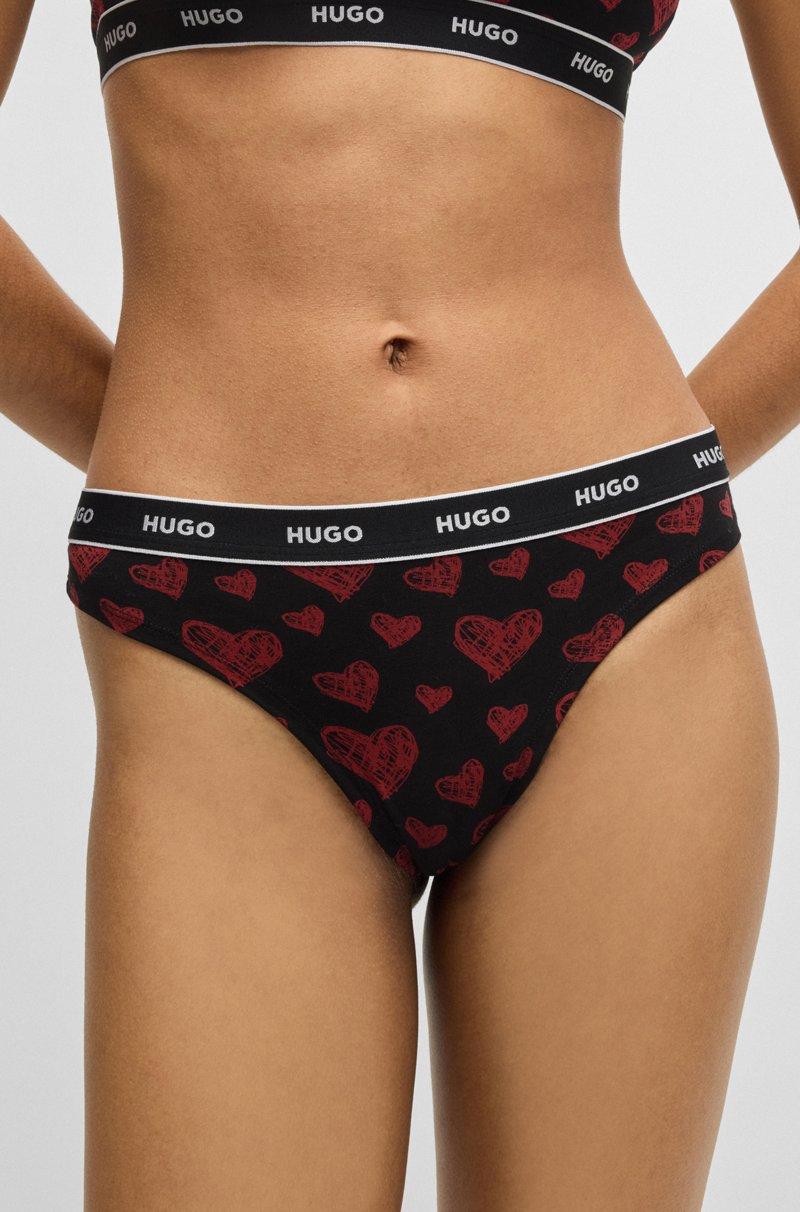 Hugo Boss Paquete de tres tangas en algodón elástico con logos en la cintura Precio ultrabajo