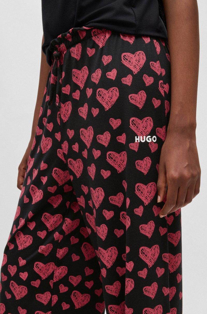 Hugo Boss Pantalones de pijama de punto de mezcla de modal con estampado integral de corazones Outlet