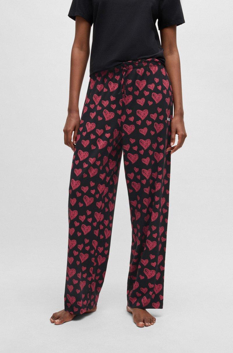 Hugo Boss Pantalones de pijama de punto de mezcla de modal con estampado integral de corazones Outlet
