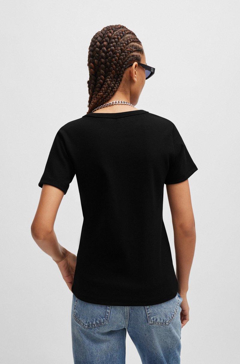 Hugo Boss Camiseta de algodón con logo apilado bordado Rebajas