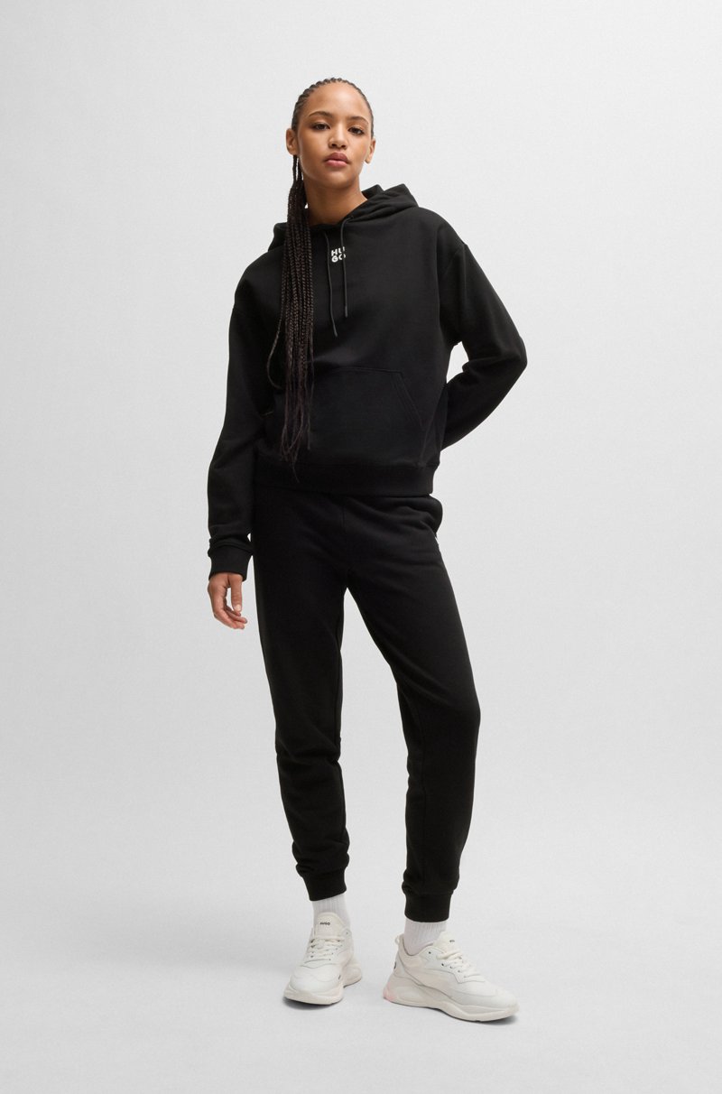 Hugo Boss Sudadera con capucha en felpa de algodón con logo apilado bordado En oferta