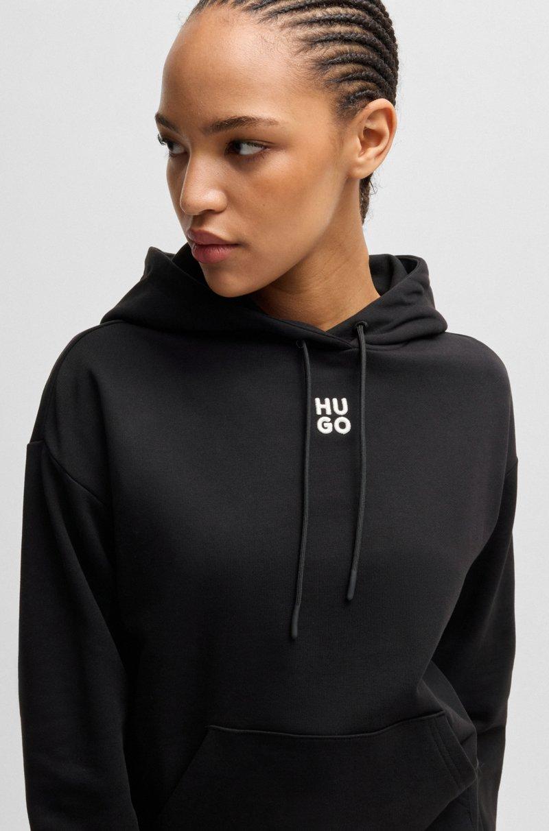 Hugo Boss Sudadera con capucha en felpa de algodón con logo apilado bordado En oferta