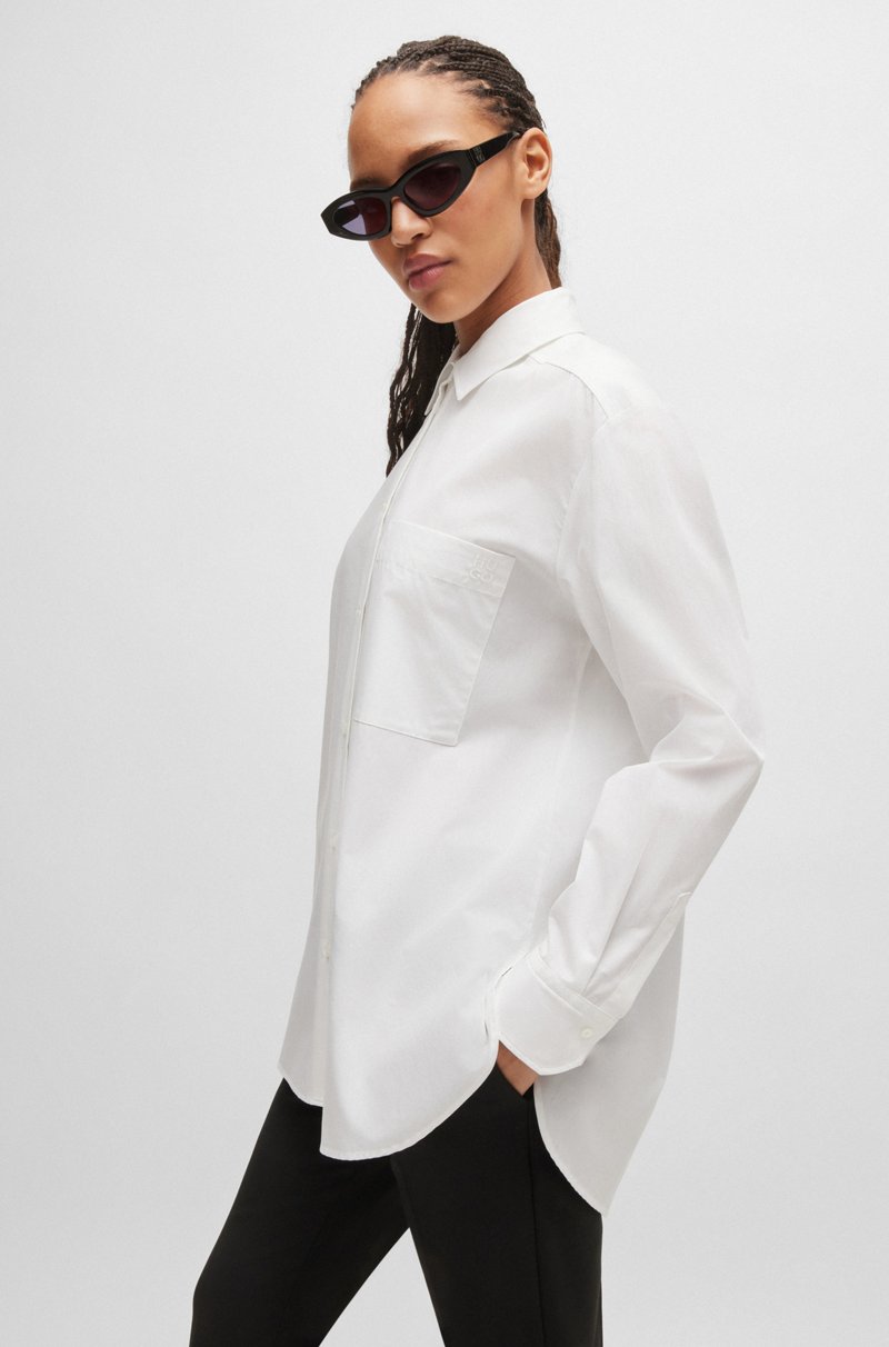 Hugo Boss Blusa oversize fit de lona de algodón con logo bordado