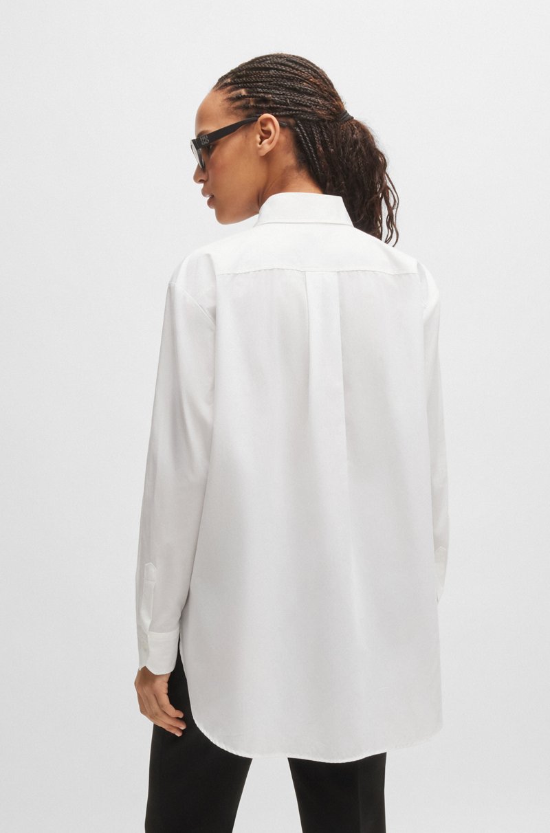 Hugo Boss Blusa oversize fit de lona de algodón con logo bordado Gran oferta