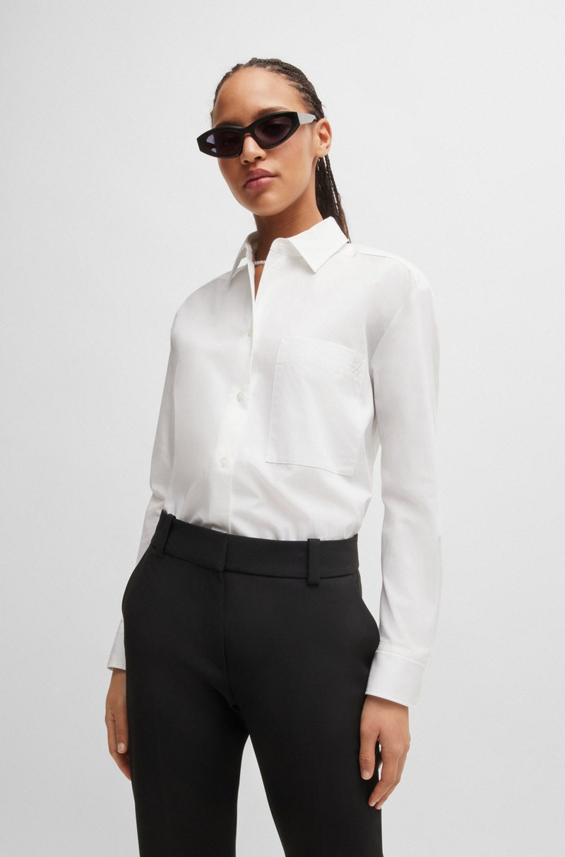Hugo Boss Blusa oversize fit de lona de algodón con logo bordado Gran oferta