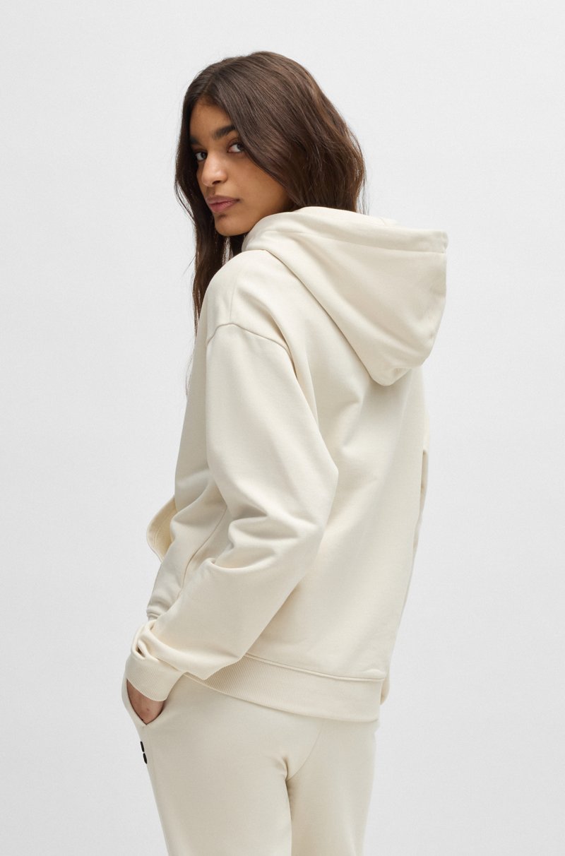 Hugo Boss Sudadera con capucha y cremallera en felpa de algodón con logo apilado Rebajas baratas