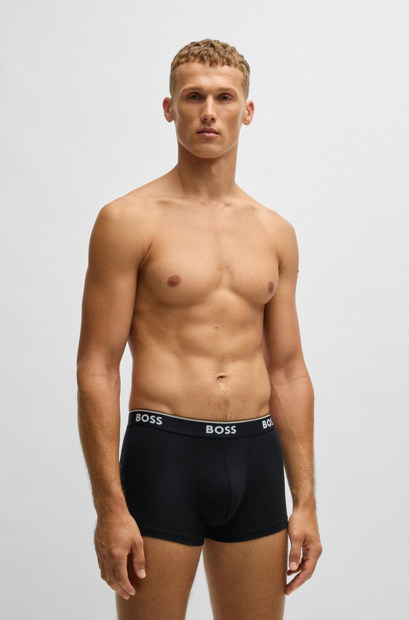 Hugo Boss Paquete de tres calzoncillos en algodón elástico con logo en la cintura Tienda