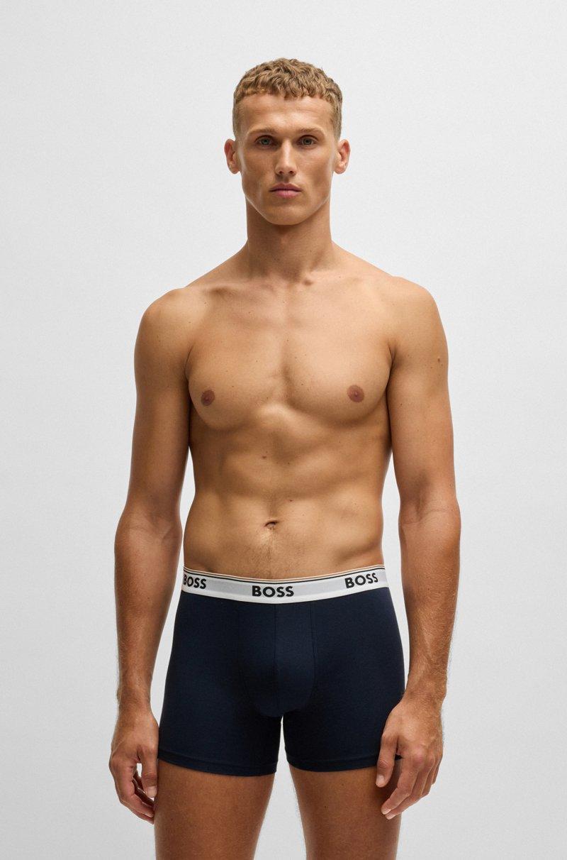 Hugo Boss Paquete de tres calzoncillos bóxer en algodón elástico con logos Mejor oferta