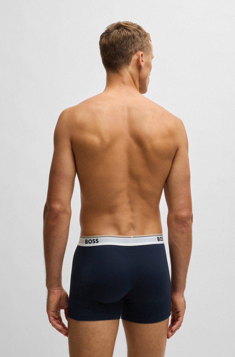 Hugo Boss Paquete de tres calzoncillos bóxer en algodón elástico con logos Mejor oferta